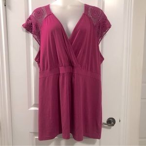 Penningtons Surplice Top with Crochet Sleeves size 4X